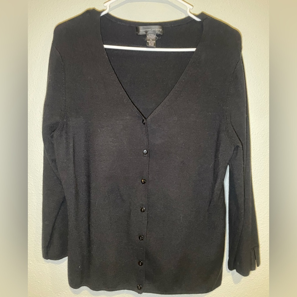 Spenser Jeremy Black Silk Blend Button-Up Cardigan